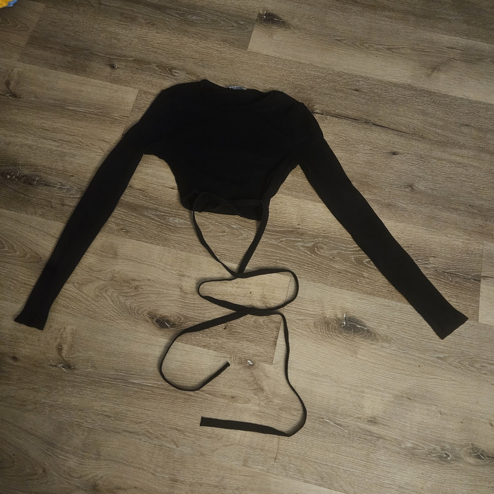 Zara Black Long Sleeve Crop Top